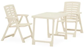 315833 vidaXL Set mobilier de bistro pliabil, 3 piese, alb, plastic