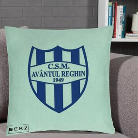 Perna Personalizata CSM Avantul Reghin 1949, 40x40 cm, Verde Menta, Husa Detasabila, Perna Inclusa, BEKZ®