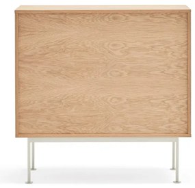 Comodă cu aspect de lemn de stejar Teulat Yoko, alb-crem