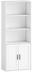 HOMCOM Bibliotecă cu Rafturi Deschise și Dulap cu Raft Reglabil Alb | Aosom Romania