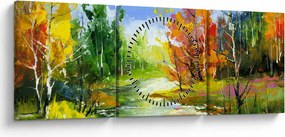 Tablou - Peisaj - pictură (cu ceas) (90x30 cm)