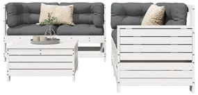 vidaXL Set canapea de grădină, 5 piese, alb, lemn masiv de pin