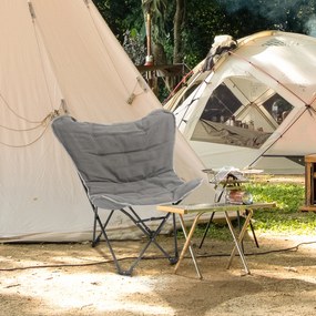 Outsunny Scaun de camping scaun de plajă pliabil șezut larg și căptușit pliabil pentru pescuit 88 x 74 x 84 cm gri deschis | Aosom Romania