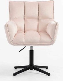 HR560CROSS Scaun Catifea Roz Pudra cu Bază Neagră