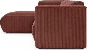 Colțar teracotă cu tapițerie din catifea reiată (cu colț pe partea stângă/cu șezlong) Merid – Ropez