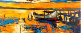 Tablou - Barca la apus de soare (120x50 cm)