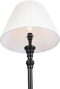 Lampă de podea neagră cu abajur plisat alb 45 cm - Classico
