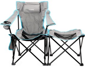 Masă pliabilă de drumeție + scaun gri/albastru