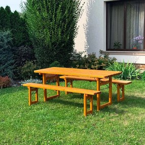 Set de bere pliabil Premium, 195 cm, grosime blat 40 mm din lemn masiv, finisaj cireș