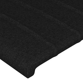 Cadru de pat cu tablie, negru, 90x200 cm, textil Negru, 90 x 200 cm, Benzi verticale