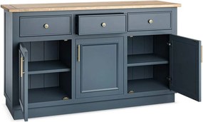 Comodă lemn masiv natur Richmond Albastru/ 140 cm x 45 cm x 81 cm