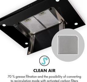 Klarstein Valeria, hotă de aburi, touch LED, 90 cm, 650 m³/h sticlă, oțel inoxidabil