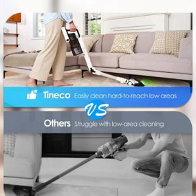 Aspirator vertical Tineco Pure One A50S, 185W, 1000 ml, 70 min, Filtrare Multi-Cyclone + HEPA, Duza 3DSense, LED, Alb