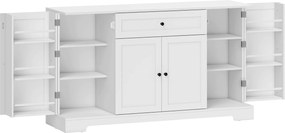 HOMCOM Bufet bucătărie, mobilier de depozitare cu sertar, 4 uși cu închidere silențioasă, rack-uri pe ușă și rafturi reglabile, alb | Aosom Romania