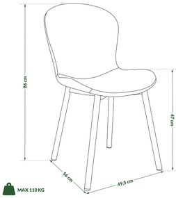 MAZZONI EXPORT FIORA Verde (material Apia 352)/cadru negru – SCAUN MODERN TAPITAT DIN CHENILLE PENTRU LIVING/BUCĂTĂRIE