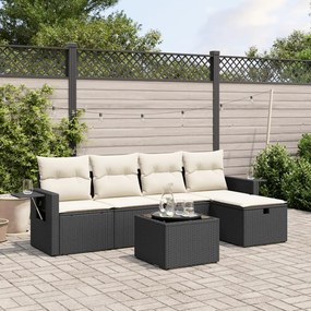 3263782 vidaXL Set mobilier de grădină cu perne, 6 piese, negru, poliratan