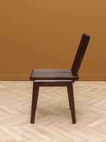 Scaun de dining pliabil din lemn de mango maro închis, cu spătar și șezut cu linii sculpturale, 80×50×91 cm, „Barista"