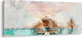 Tablou - Maldive, debarcader din lemn (120x50 cm)