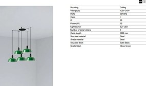 Lustra cu 5 pendule metal TATAWIN M verde