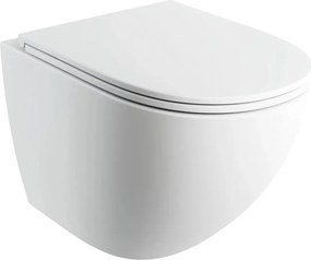Set vas WC suspendat Omnires Ottawa Comfort Rimless Silent Power alb mat cu capac softclose
