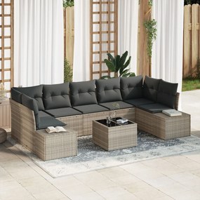 vidaXL Set de canapele pentru grădină 8 pcs Gri deschis Rattan poli