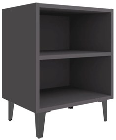 805801 vidaXL Noptieră cu picioare metalice, gri, 40x30x50 cm