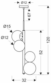 Lustră pe cablu CORDEL 4xG9/20W/230V aurie