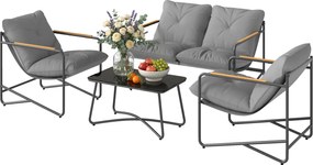 Outsunny Set grădină 4 locuri cu perne groase, salon metalic, gri deschis | Aosom Romania