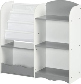 Raft pentru jucării pentru copii Mobilier dormitor din lemn, mobilier pentru sufragerie și creșă, 85x26x84cm, gri ZONEKIZ | Aosom Romania