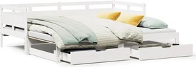 vidaXL Pat de zi cu extensie și sertare fără saltea, alb, 90x200 cm