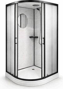 Cabina de dus semirotunda Paris-90, dimensiune 90×90 cm, panouri compozit cu aspect de faianta