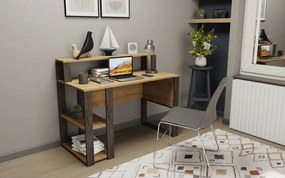 Birou de Studiu, PAL Melaminat, Queens, Natural / Wenge