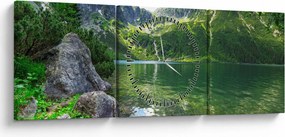 Tablou cu lac în munții Tatra (cu ceas) (90x30 cm)