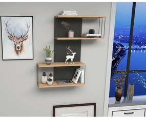 Raft de perete DESTAN 96 x 65 cm, antracit/maro