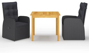 3067717 vidaXL Set mobilier de grădină, 3 piese, negru