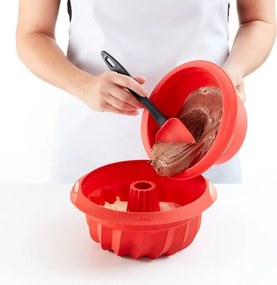 Forma pentru copt chec Lekue 1009480, Ø22x8 cm, 1 L, Silicon platinat, -60°C / +220°C, Rosu