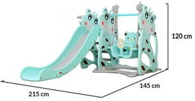 Tobogan 3 in 1 Pentru Copii NOVOKIDS Giraffe Playground, Cu Leagan, Pentru Interior si Exterior, 187 centimetri panta alunecare, Max 40 Kg, Cos de