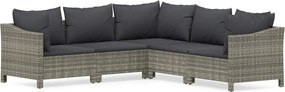 vidaXL Set mobilier de grădină cu perne, 5 piese, gri, poliratan