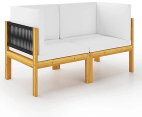 3068853 vidaXL Bancă de grădină 2 locuri cu perne, lemn masiv de acacia