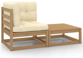 vidaXL Set mobilier grădină&amp;perne 2 piese, maro miere lemn masiv pin