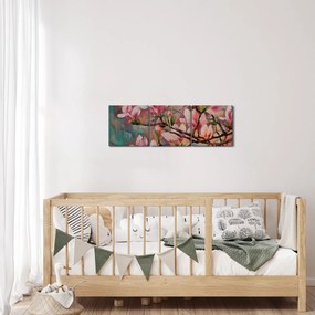Tablou - Pictură în ulei, Sakura în floare (cu ceas) (90x30 cm)