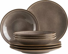 Mäser Set of 8 shallow and deep plates SMOKY'S –brown