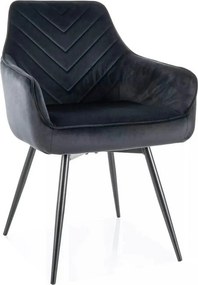 Scaun SERVIO, negru - Bluvel 19, stofa catifelata/metal, 55x58x88 cm