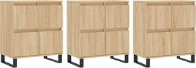 vidaXL Servante, 3 piese, stejar sonoma, lemn prelucrat