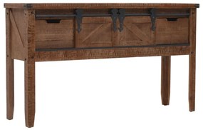 Masa consola din lemn masiv de brad, maro, 131x35,5x75 cm