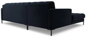 Colțar tapițat Bali, Albastru închis/5 locuri/picioare negre/partea stângă/ L293 x l185 x h75
