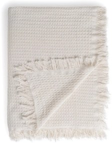 Cuvertură crem din bumbac reciclat 260x280 cm Honeycomb – Ixia