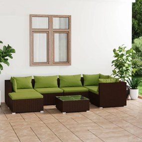 3101820 vidaXL Set mobilier de grădină cu perne, 7 piese, maro, poliratan
