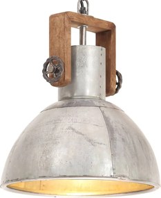 vidaXL Lampă suspendată industrială, 25 W, argintiu, rotund, 30 cm E27