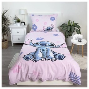 Lenjerie de pat pentru copii roz-deschis din bumbac pentru pat de o persoană 140x200 cm Lilo &amp; Stitch "Pink" – Jerry Fabrics